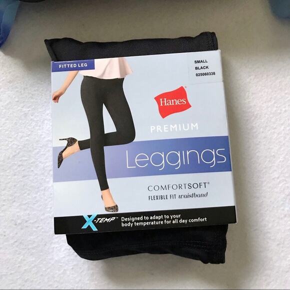 Hanes NWT Comfort Soft Black Fitted Leggings for Women Size S - Picture 2 of 4